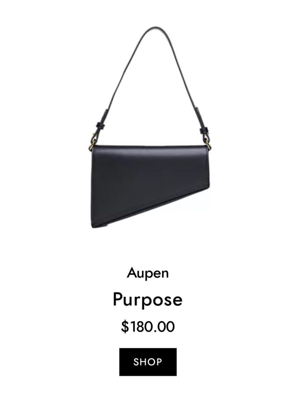 Aupen Purpose Black Leather Shoulder Bag